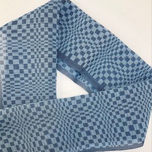 夏半衿 本場小千谷縮 本麻 絽目 藍染半衿 夏着物 浴衣にも 涼しげ 豪華 ユニセックス 麻100% 新品未使用品 日本製