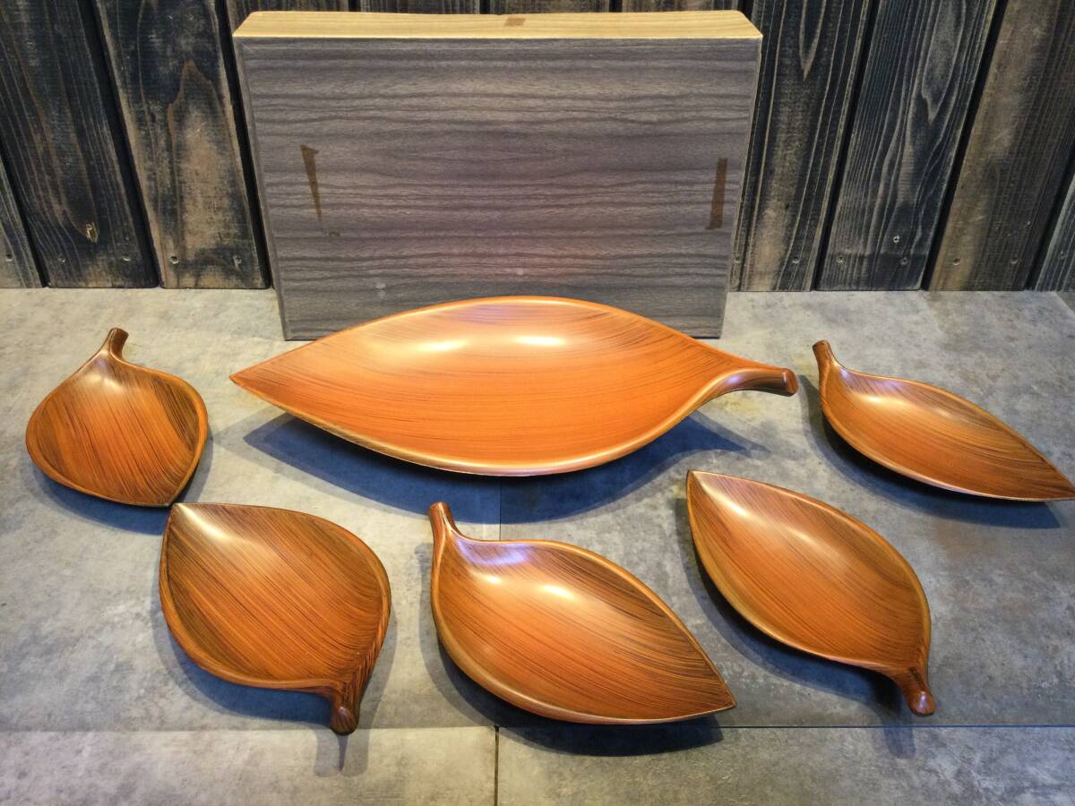 木皿 4枚 木製 無垢材 銘々皿 木箱 共箱 朱塗 茶道具 - メルカリ