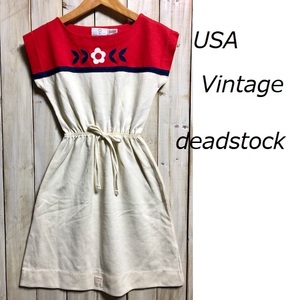 USA б/у одежда DEAD STOCK 70's~ USA производства girls One-piece Vintage 8 America б/у одежда ⑫