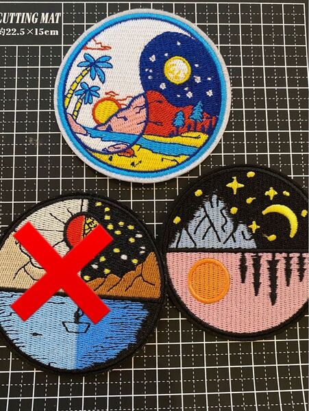 アイロンワッペン 刺繍ワッペン 2枚セット販売 円形 カラフル