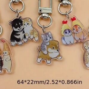 5個セット アクリルキーホルダー 動物 猫 犬 エビフライ