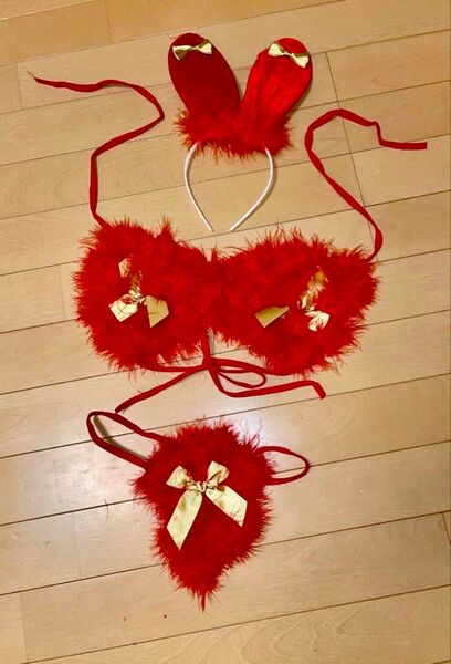 セクシーコスプレ超露出バニーガールファーブラジャートップスTバックショーツ