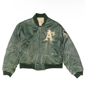 A'sロゴ刺繍入りグリーンジャケット リバーシブル