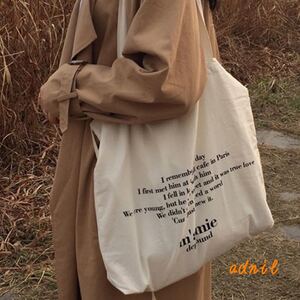 キャンバス トートバッグ★ エコバッグ 韓国 ファッション インスタ カジュアル
