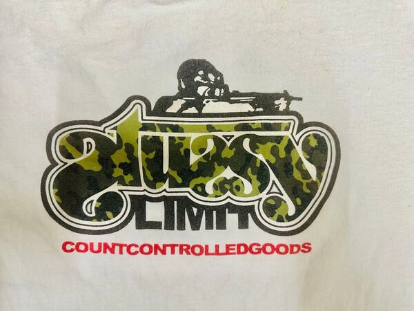90's OLD STUSSY Tシャツ カモフラロゴ ホワイト Mサイズ 古着