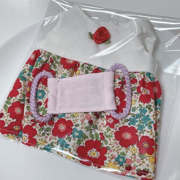 ハンドメイド*メルちゃんワンピース*マスク付き