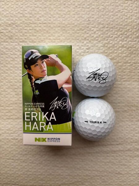 原英莉花 サイン・スポンサーロゴ プリント ゴルフボール BRIDGESTONE TOUR B X 新品未使用 非売品 2球セット