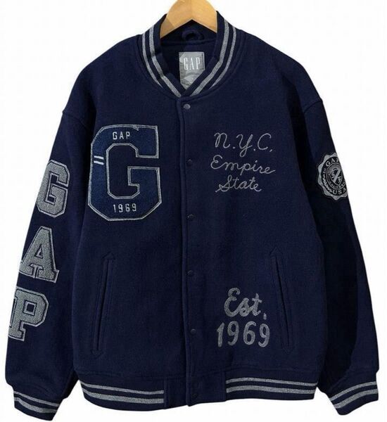 GAP ウールバーシティジャケット スタジャン ネイビー XL試着のみ