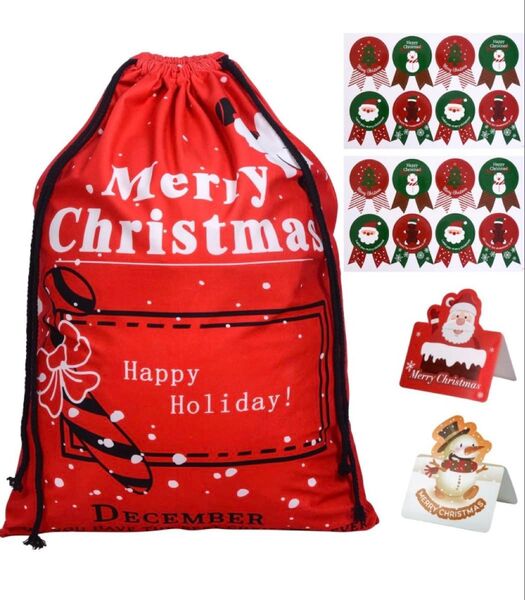 クリスマス ラッピング 袋 特大 巾着袋 大 プレゼント包装 ラッピング用 (happy holiday, 約50x70cm)