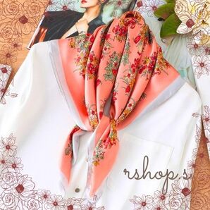 【新品未使用 匿名配送】ガーデンスカーフ ロゼフラワー 花柄 紫外線 UV 日焼け