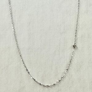 新品!K18WG 一粒ダイヤモンド カットアズキ スライドピンネックレス 45cm