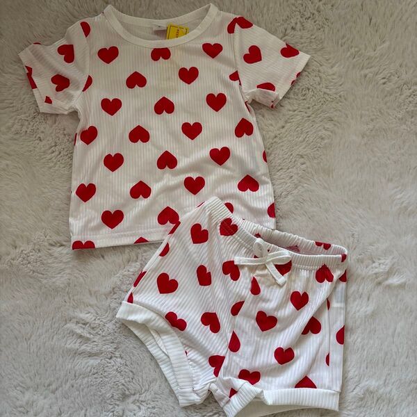 【新品】SHEIN ハート柄 ベビー パジャマ上下セット サイズ12-18M