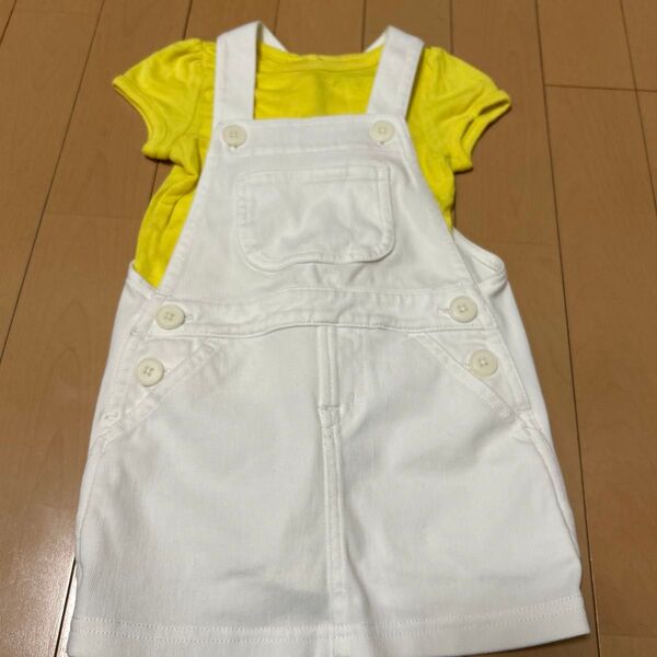子供服 オーバーオール 白 90