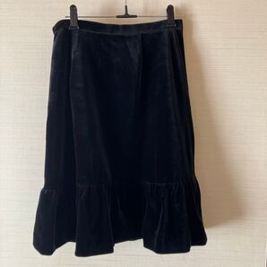 ベロアスカート フリル 黒 ブラック
