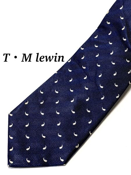 まとめ購入で大幅割引き TMlewin 総柄 ストライプ柄 ネクタイ ビジネス シルク ネイビー ヴィンテージ 古着