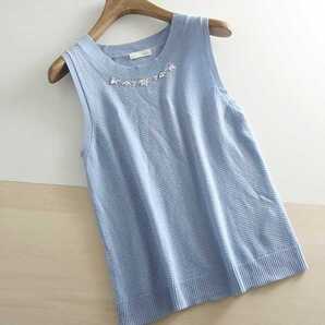 春夏 送料無料 *index* インデックス ビジュー付きノースリーブニット M ♪