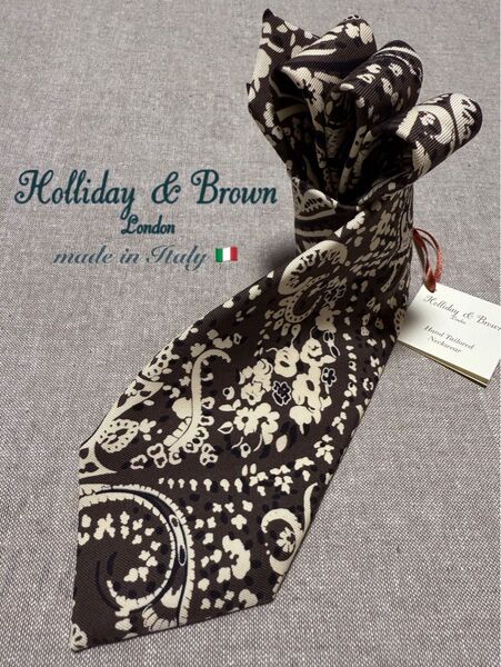 【新品】Holliday & Brown/ホリデー&ブラウン/プリントタイ/ペイズリー/カーキ