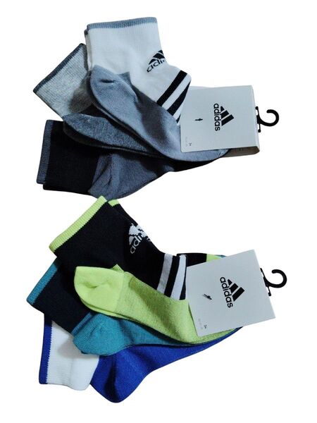 新品、未使用、タグ付き!adidas アディダス キッズ靴下19-21cm 3足×2 合計6足