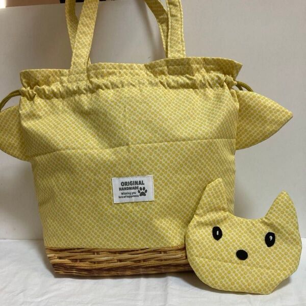 トートバック アニマル耳付き巾着トートバック サブバック マルチバック ミニポーチセット