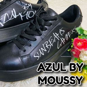 AZUL BY MOUSSY●グラフィック●スニーカー●ペイント●大きいサイズ●27.5cm●28cm●ブラック●メンズ●厚底