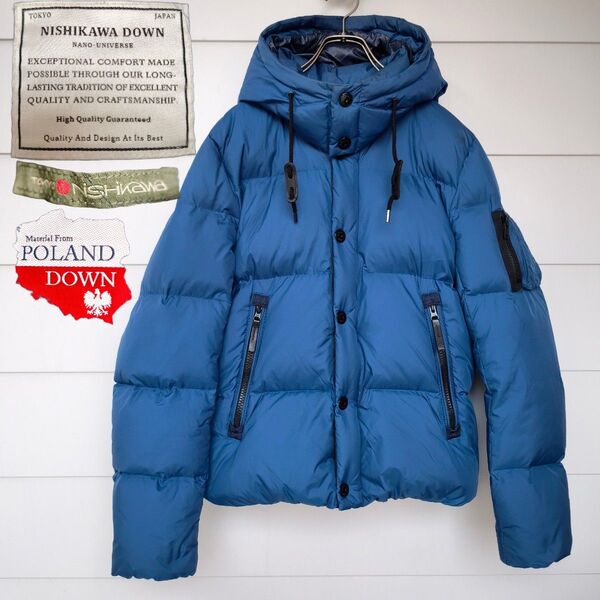 nano universe × 西川ダウン G-2ダウンジャケット L NAVY ナノ・ユニバース