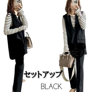 M セットアップ 2点セット 上下セット ブラック 黒 フォーマル パンツスーツ 入園 入学式