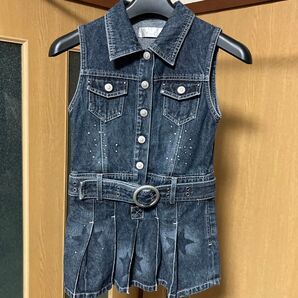 セール♪ 《美品》 デニムワンピース ノースリーブ 星柄 キッズ 120