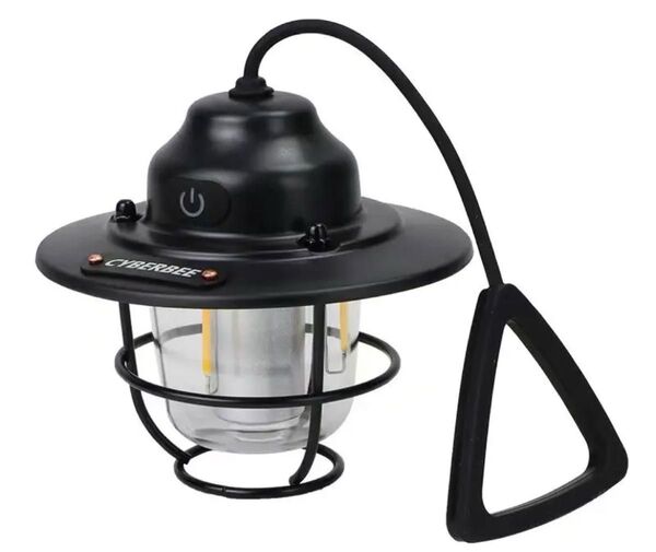 【新品未使用】LEDランタン キャンプライト レトロデザイン カラビナ付き 充電コード付き BAREBONES風