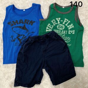 【6/10削除★最終価格】UNIQLO 他 男の子140サイズ トップス2枚&ハーフパンツ 3点セット