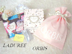 &#9884; ORBIS オルビス スパチュラと巾着袋 / LAUREE ラデュレ シールとカタログ【計５点】未使用、非売品　