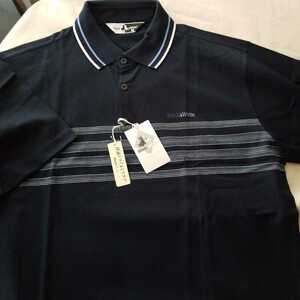 Black&White черный & белый / мужской рубашка-поло с коротким рукавом / цвет темно-синий / размер LL/ обычная цена Y19950/ удобный dry &UV уход / сделано в Японии 