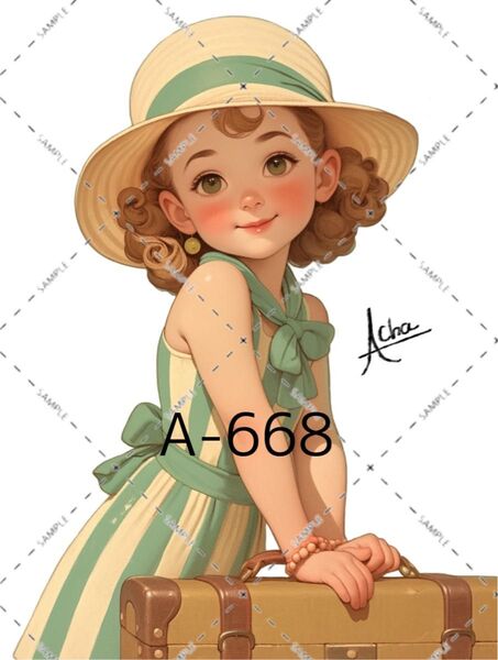 A-668〜A-687 女の子 男の子 ステッカー sticker 素材 コラージュ collage シール achashop