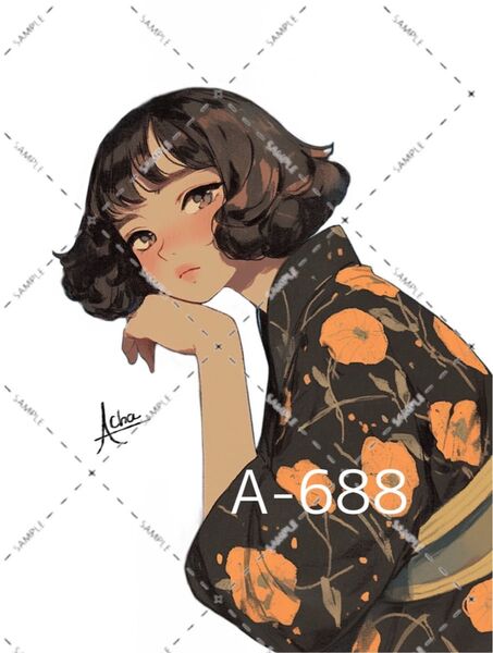 A-688〜A-707 女の子 ステッカー sticker 素材 コラージュ collage シール achashop