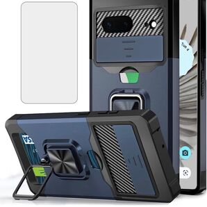 Google Pixel 8 ケース用, Pixel8 化 ガラス フィルム 財布型カード収納 横置き機能リング スタンド