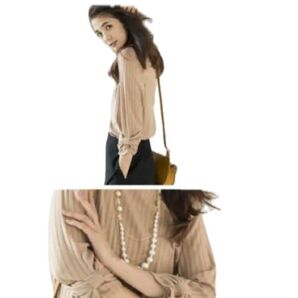 未使用 トッコクローゼット 袖リボンカットソー ベージュ