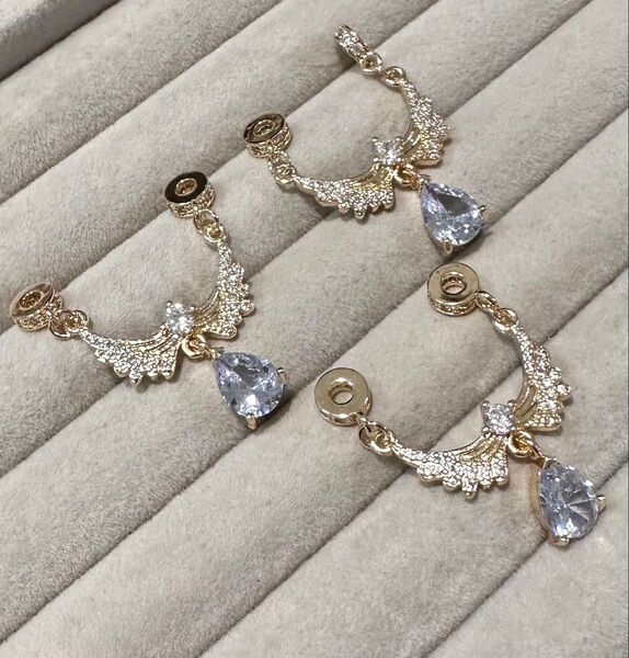 【3個セット】 ジルコニアパーツ ブレスレットパーツ 金属パーツ
