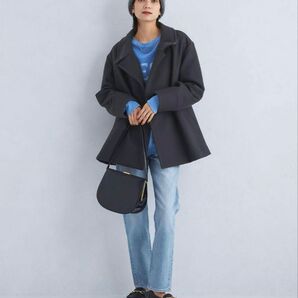 スタンドカラー ミドル コート ダークグレー SHORT グリーンラベルリラクシング green label relaxing