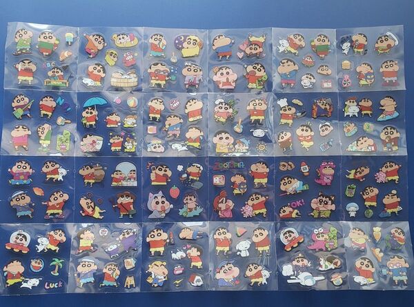 クレヨンしんちゃん クリアステッカー 96シート シール 透明フィルム素材 耐水性