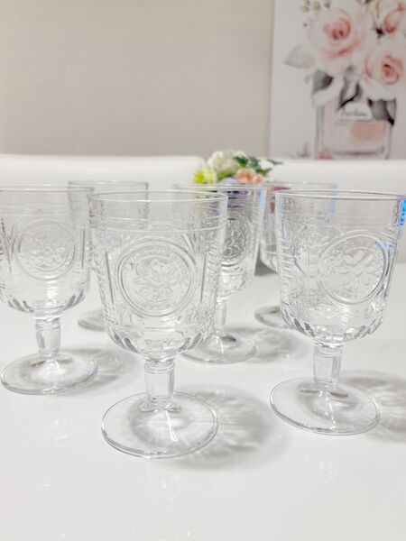 ボリミオリロッコ☆脚付きグラス☆6個セット☆made in Italy☆ロマンティック