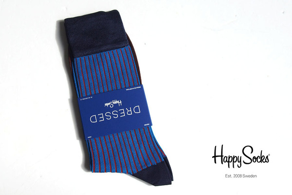 送料無料★新品|未使用|ハッピーソックス|happy socks|クルー丈ソックス|Dressed Stripe Rib Sock|43-48