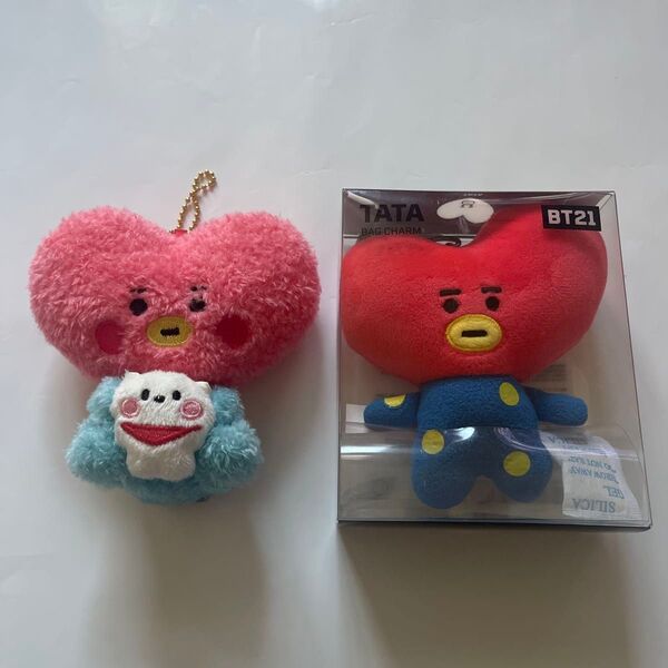 BTS 防弾少年団 BT21 TATA タタ ぬいぐるみ マスコット バッグチャーム 2点セット