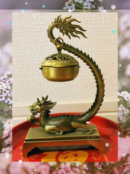 龍の置物 金属製 インテリア ドラゴンの香炉アジアン中国置物