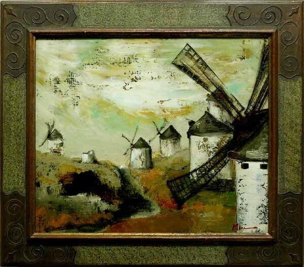 真作 岩崎千明 1990年 油彩「アルプス風景」画寸F10 愛知県出身