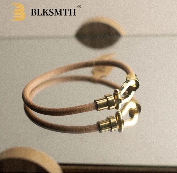 【新品】BLKSMTH ゴールド ホースシューバックル バックル レザー ブレスレット