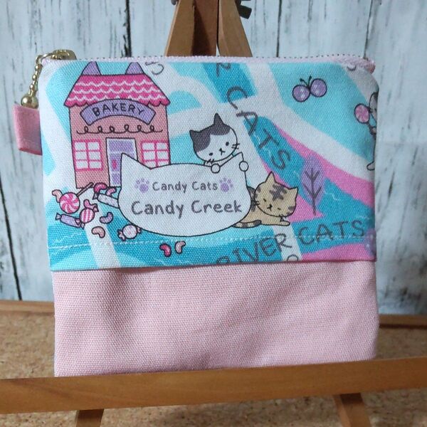 23 ねこ柄 ポケットティッシュ入れポーチ ハンドメイド