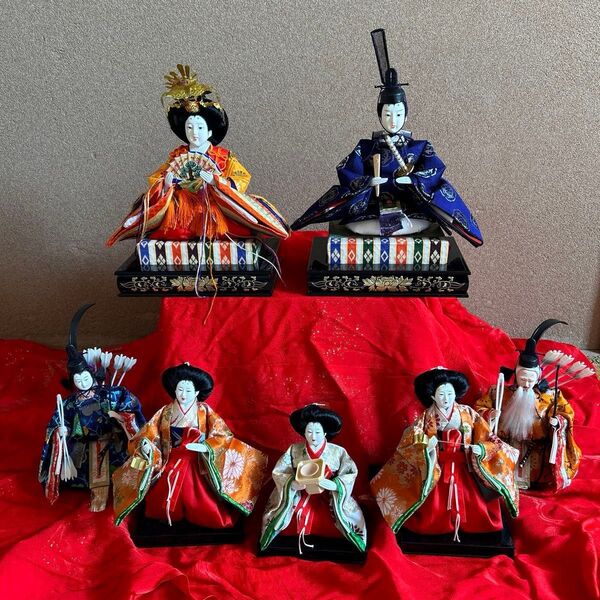 お雛様 7人セット ガラスケース無し 桃の節句 ひなまつり 雛祭り