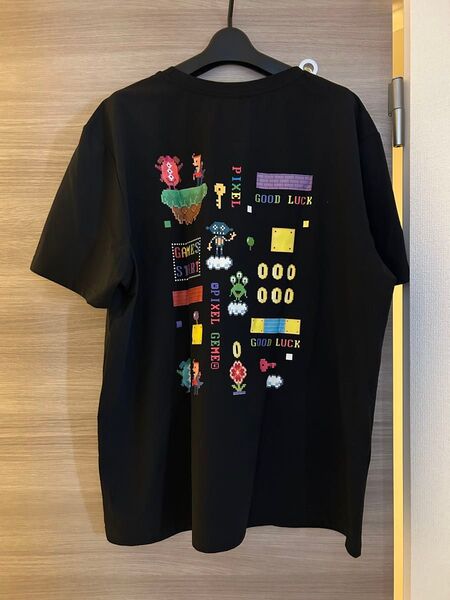 プラスサイズ ピクセルアート Tシャツ ブラック サイズ132