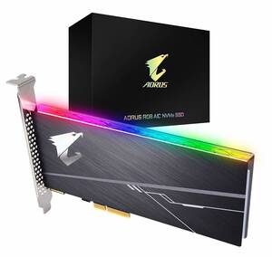 ★美品☆ GIGABYTE / ギガバイト AORUS RGB AIC NVMe SSD 1TB GP-ASACNE2100TTTDR RGB発光ユニット搭載 PCIeカード型【送料無料】