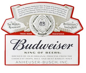 送料600円　ダイカットエンボスメタルサイン BUDWEISER LABEL　バドワイザー　看板　サインボード