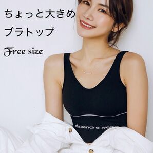 【ちょっと大きめ】ブラトップ スポーツブラ ヨガ ノンワイヤー 産後 黒